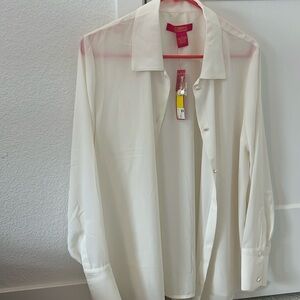 Catherine Malandrina Long Sleeve White Blouse